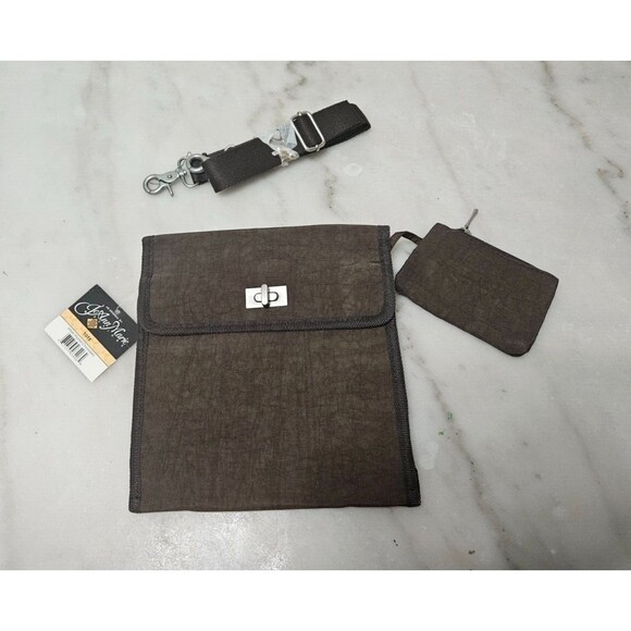 NWT Joann Marie Women's Black Leather Crossbody Wallet Organizer Macro Bag - Picture 2 of 10